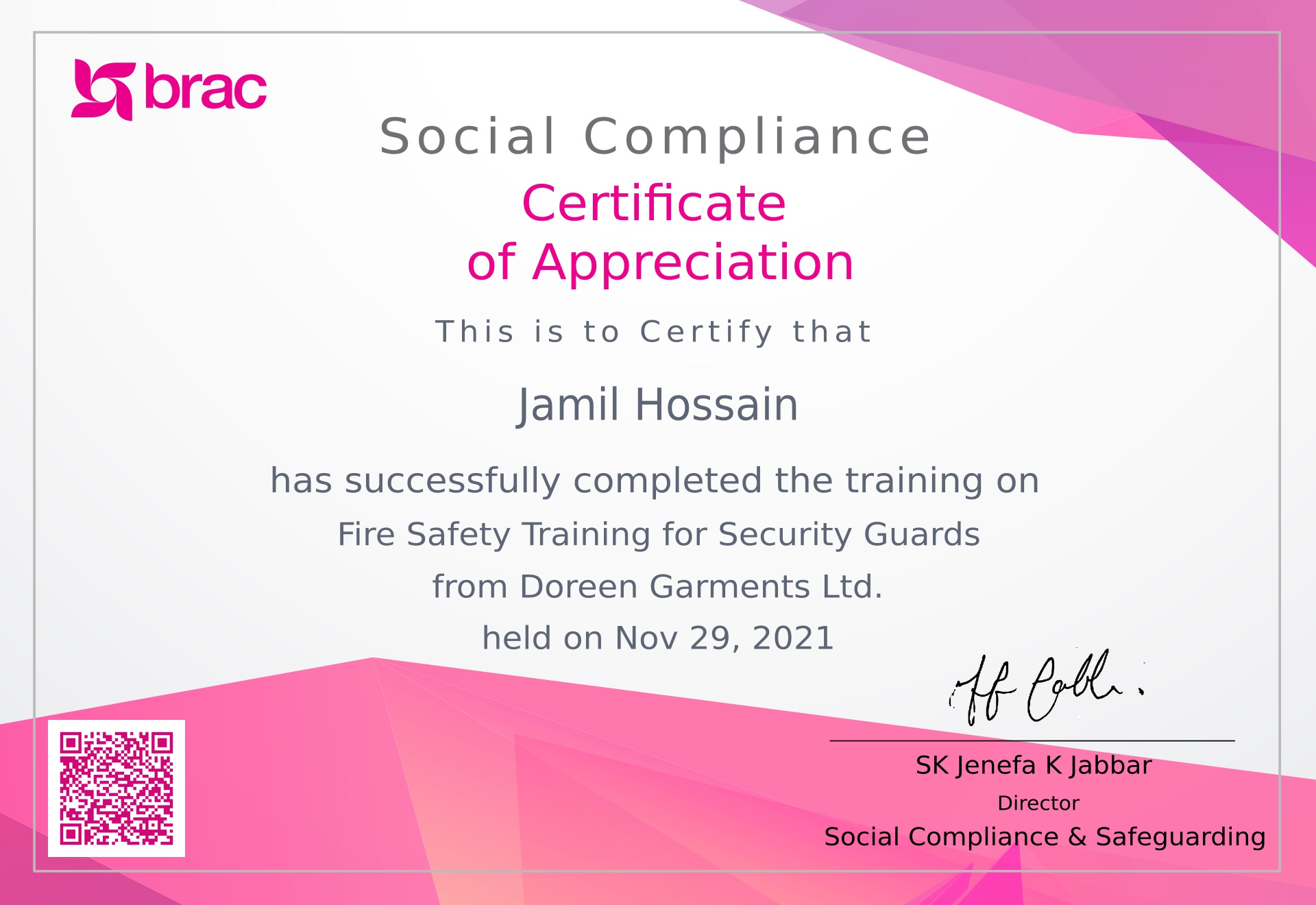 Authorized Fire Protection Company Certificate Bangladesh